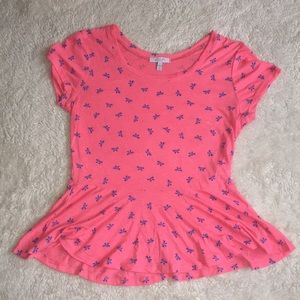 Pink and Patterned Peplum Shirt